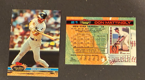 Don Mattingly #21 1991 Stadium Club card