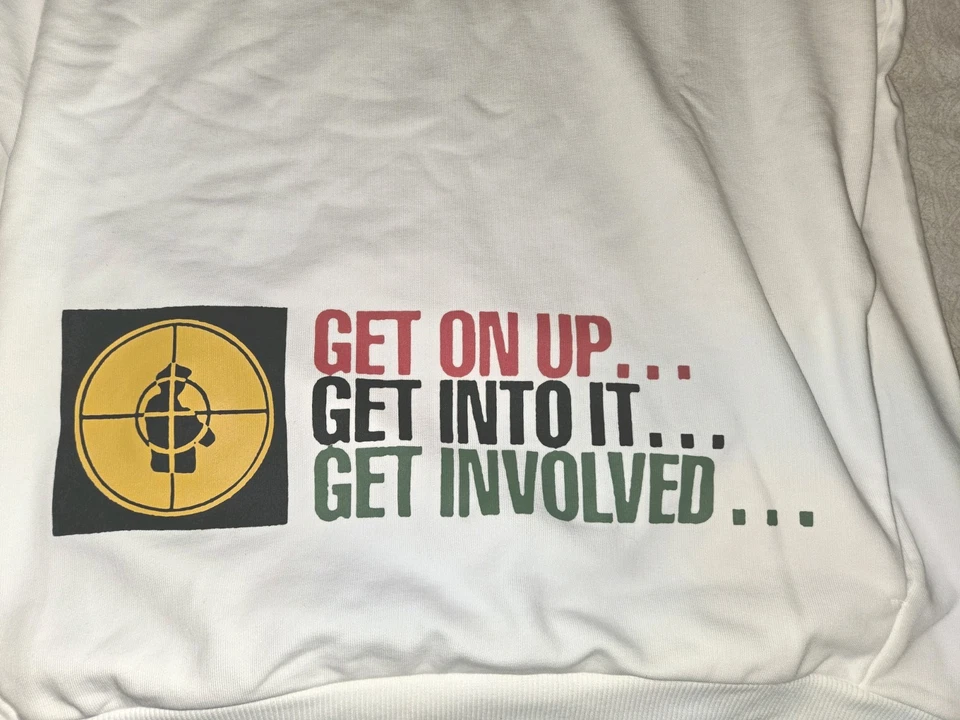 Sudadera con Capucha Public Enemy Talla L Blanca - Nueva Con Etiquetas - Hip-Hop Legend Gear Foto 4 de 4