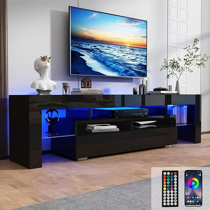 For 75&ndash;80 Inch Tvs Black High Gloss Center