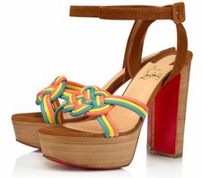  945 CHRISTIAN LOUBOUTIN 6.5 36.5 Sandal Ella 130 Ankle Strap Platform Heel