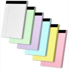 Legal Pads 5" X 8", 6 Pack Multi-color Note Pads, College Ruled Lined Paper