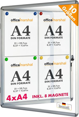 Officemarshal Schaukasten 4Xa4 Inkl. 8 Magnete Infokasten Aushang Aushangkasten