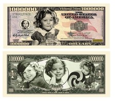 Shirley Temple Collectible Million Dollar Novelty Money Bill in Currency Holder