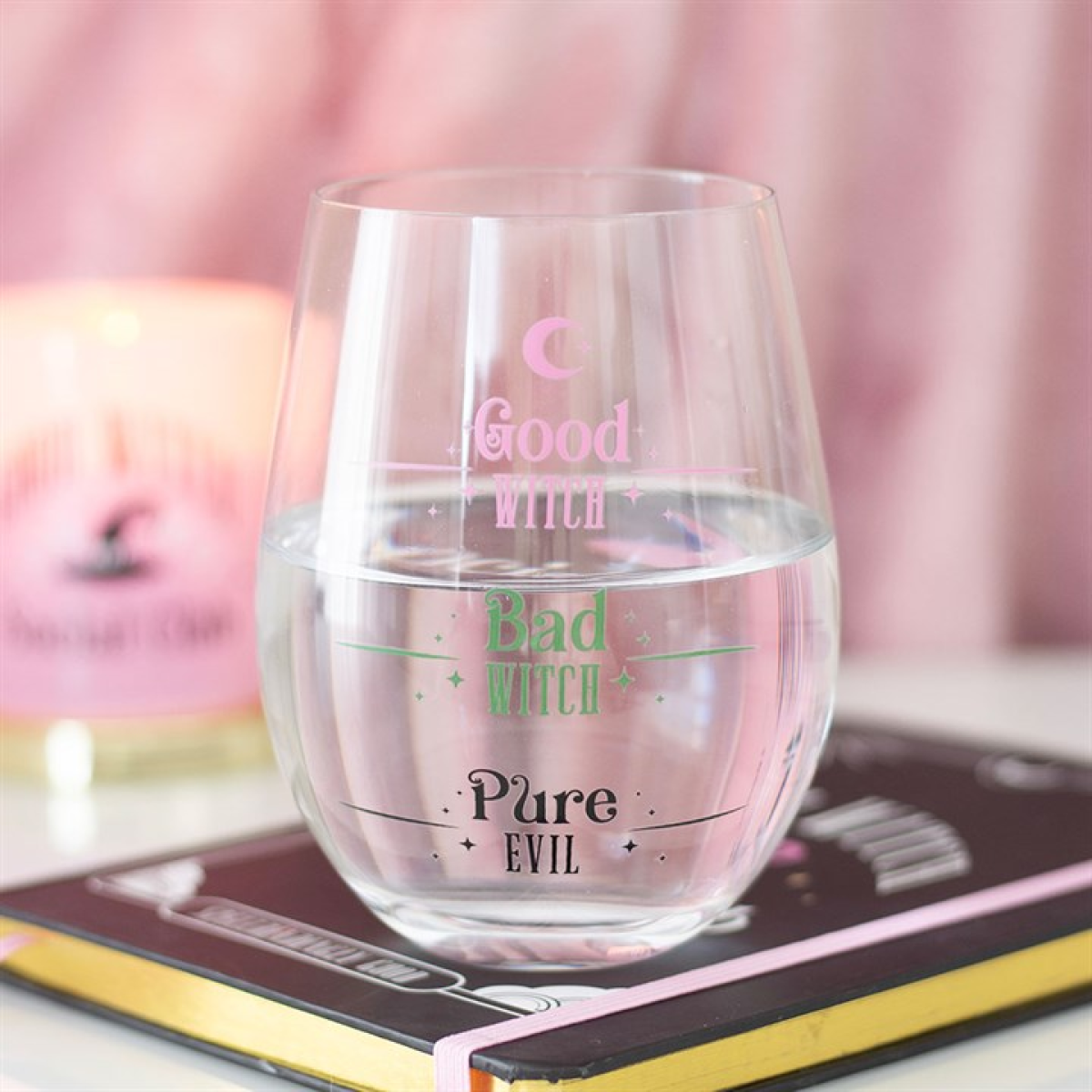 Good Witch, Bad Witch Measures Stemless Wine Glass