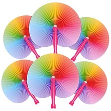 Pcs Rainbow Hand Fans Set Handheld Paper Fan Rainbow Decorative Folding Fans 48