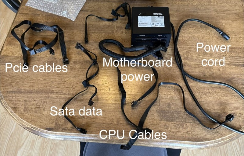 Corsair RM1000e (2023) 1000W Fully Modular Low-Noise ATX PSU -Cables -Read Desc