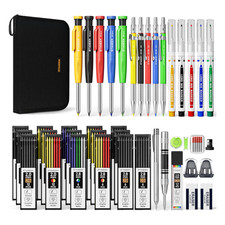 Zimmermannsbleistift Set 49 St&uuml;ck mit Anspitzer und Markierstiften, Etui, 2B