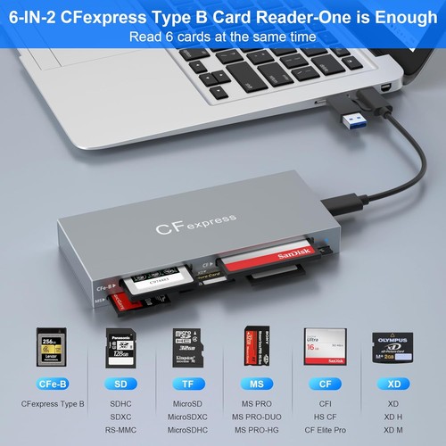 CFexpress Type B Card Reader, 6-in-1 USB 3.2 10Gbps CR353 - Picture 2 of 8