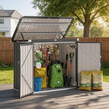 BaPiPro Outdoor Storage Shed Metal Garden Tool & Trash Can Storage 5x2.6ft