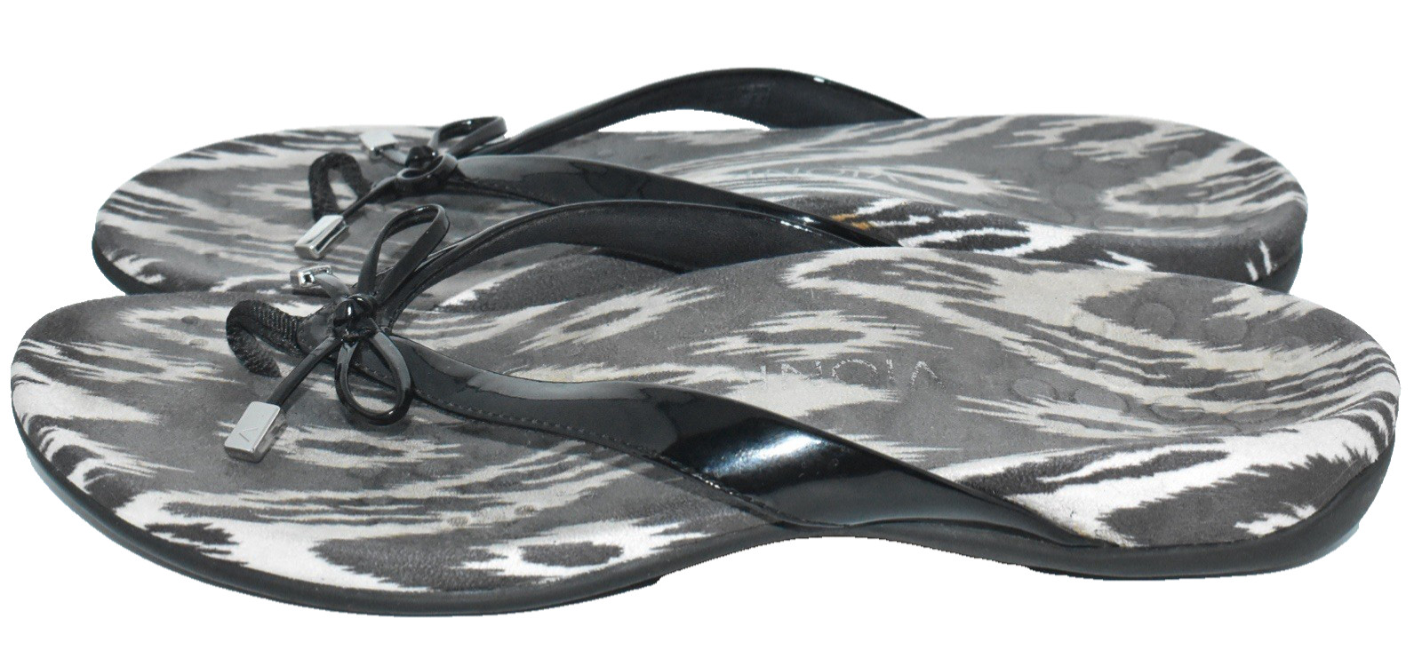 Vionic Bella Black Pattern Accent Bow Comfort Wal… - image 1