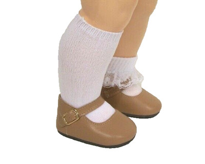 Light Brown Basic Custom Made Doll Shoes For 22'' Saucy Walker Doll (Debs)
