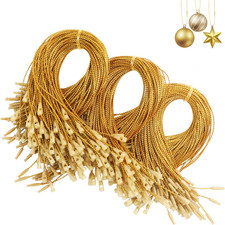 300 Pack Gold Christmas Ornament Hangers, Snap Fastener Strings