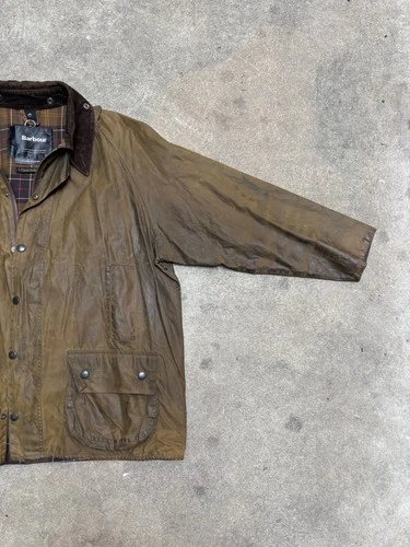 Barbour Classic Beaufort Waxed Jacket Olive Brown Made in England (XL) image 4