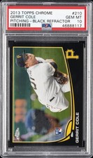 2013 TOPPS CHROME PITCHING-BLACK REFRACTOR GERRIT COLE ROOKIE RC #/100 PSA 10