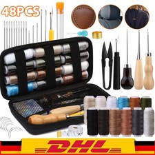 18-48tlg Leder Nähset Werkzeug Handwerk DIY Polsternadel Ahle Punziereisen Set