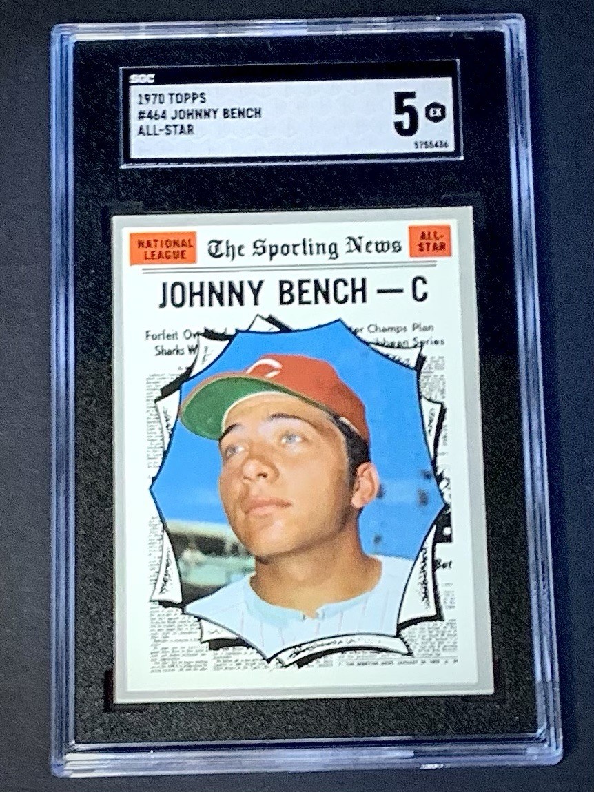 1970 Topps All Star HOF Johnny Bench #464 Cincinnati Reds SGC 5 EX Vintage