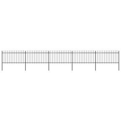 Garden Fence with Spear Top Steel 351.3''x39.4'' Black