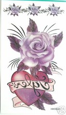 Rose Heart Glitter Temporary Tattoos HM50301