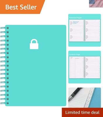Compact 5x7 Inch Alphabetized Password Log Book   Stylish Teal Password Keeper