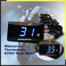 For KOSO Motorcycle Thermometer Meter Temp Temperature Digital Display Blue