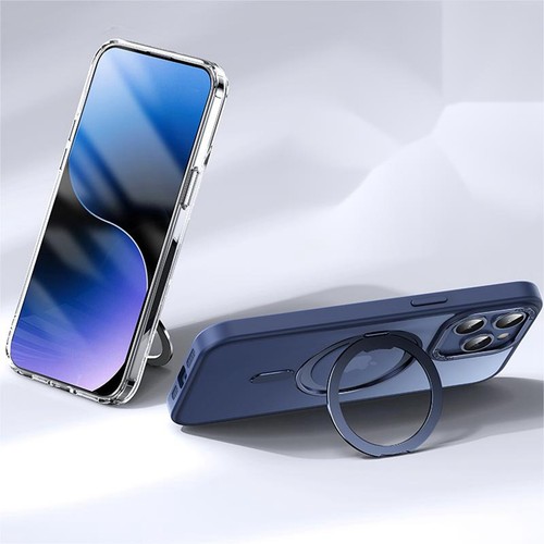 Funda resistente magnética transparente con soporte de 360 anillos para iPhone 16e 15 Pro 14 13 12 - Imagen 7 de 16