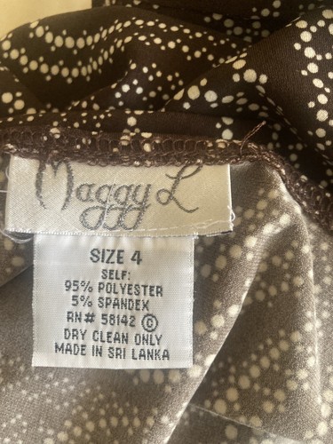 Maggy L Women's Size 4 Brown Dress Stretch White Dot - Picture 4 of 4