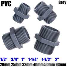 PVC Nipple Bsp Male Threaded Pressure Fittings Pipe Fitting ID 20mm~63mm Grey