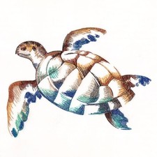 Sea Turtle Ocean HAND Towel SET Embroidered Gorgeous Sea Ocean Nautical