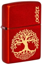 Zippo Engraved Tree of Life Lighter, Metallic Red NEW IN BOX