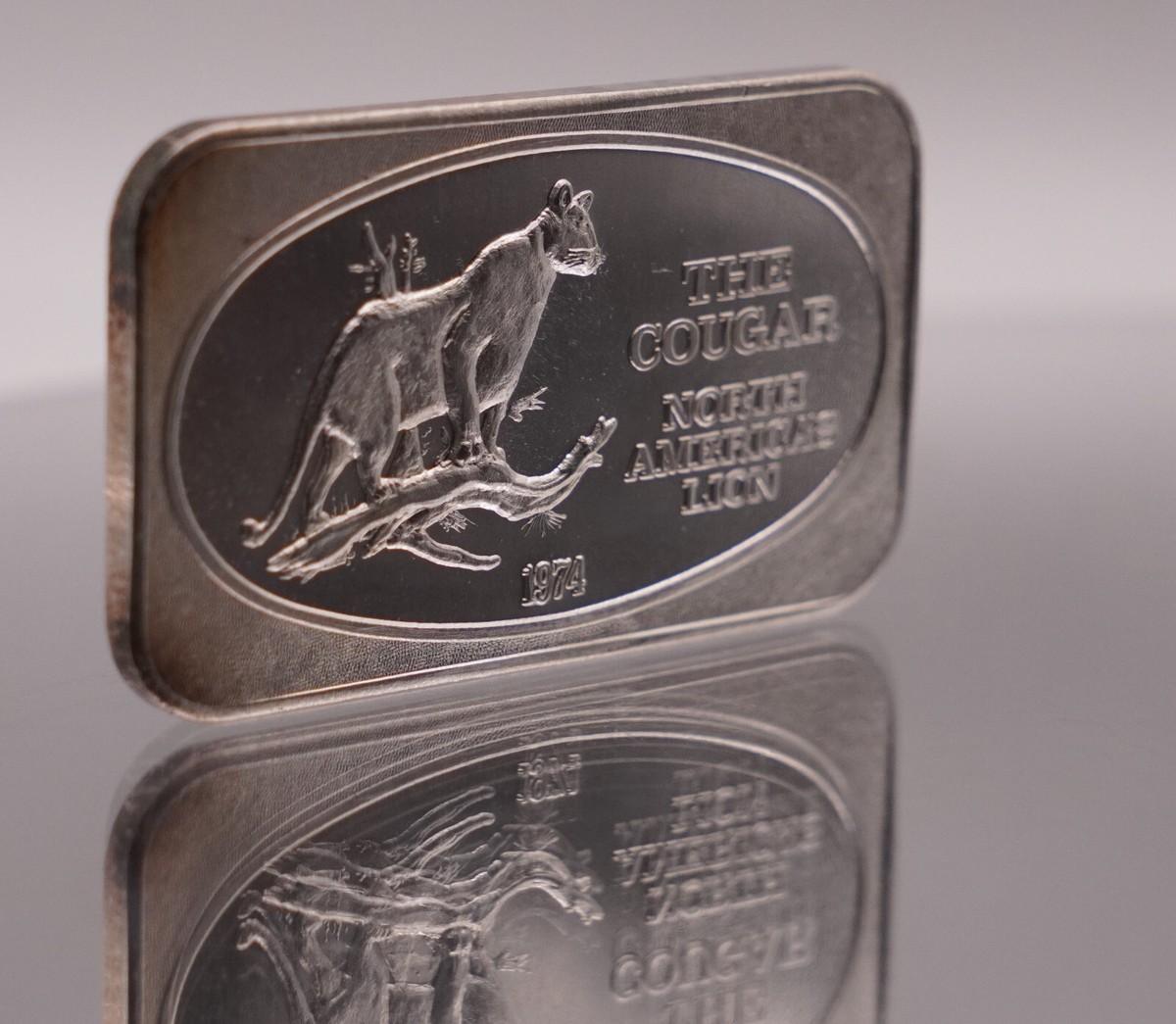 1974 Cougar American Mountain Lion Puma USSC 1oz 999+ FINE Silver