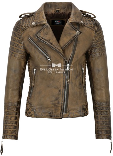 Ladies Leather Jacket Classic Biker Style 100% REAL NAPA LEATHER 2260 - Picture 25 of 30