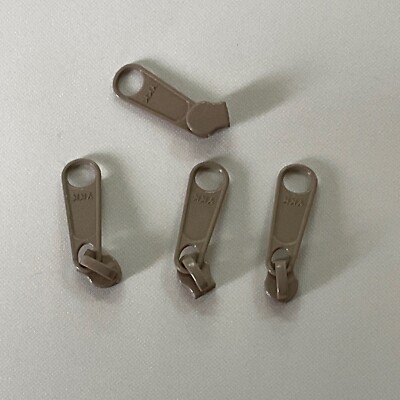1'' YKK Long Zipper Pulls Slide 4.5 CF DFL Beige  (25-50-100-500-1000) (1192)