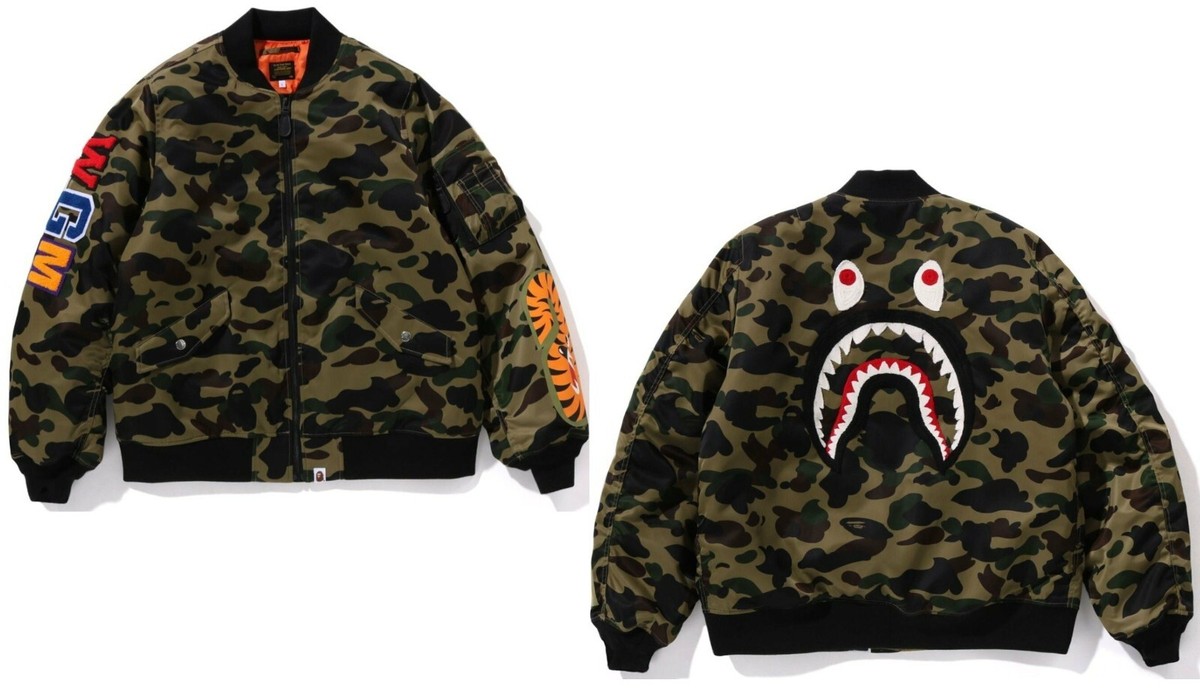 J*1様 A BATHING APE 1ST CAMO SHARK MA-1 A Bathing Ape BAPE 