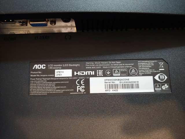 AOC 27E1H 27 inch Widescreen LCD Monitor for sale online | eBay