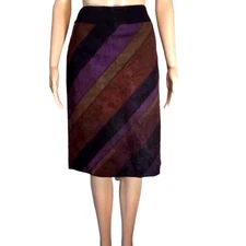 Renfrew Vintage Womens Skirt Size 6 Stripe Faux Suede Side Zip A Line