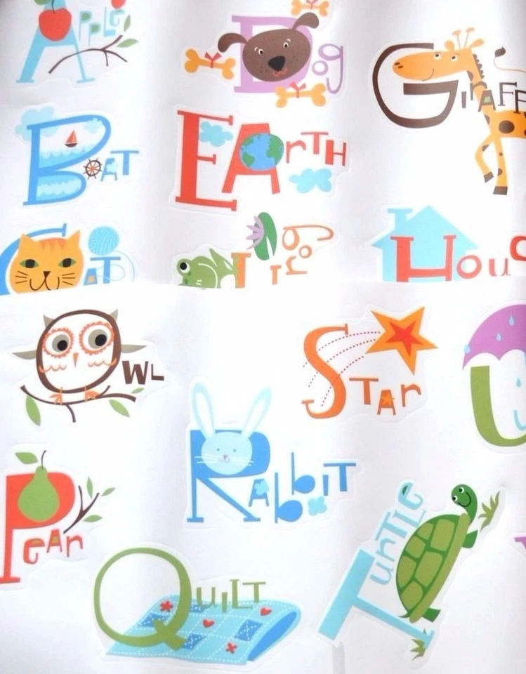 2X 26 pegatinas de pared reutilizables con letras del alfabeto amigos animales Foto 4 de 4