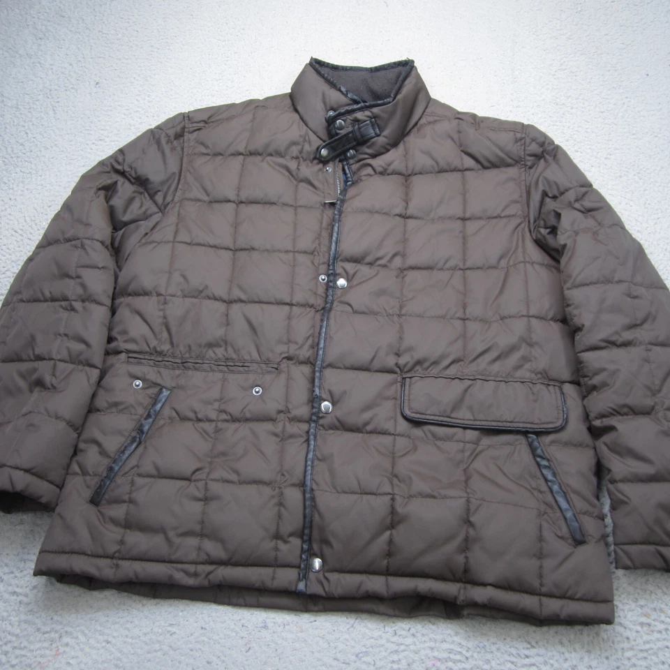 Куртка мужская Cole Haan размер XL коричневая стеганая пуховик флисовая с подкладкой карманы на молнии рабочая - Изображение 2 из 4