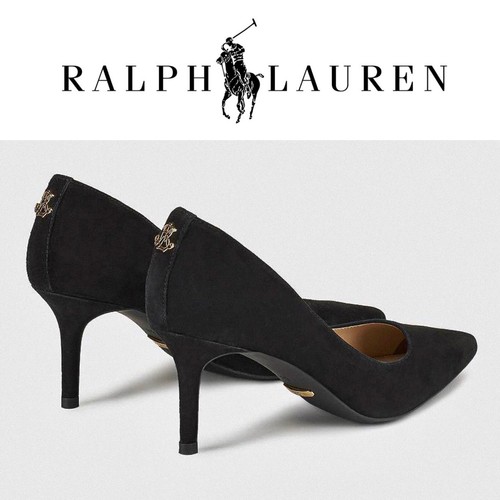 Ralph Lauren Black Suede Lanette Heels 
