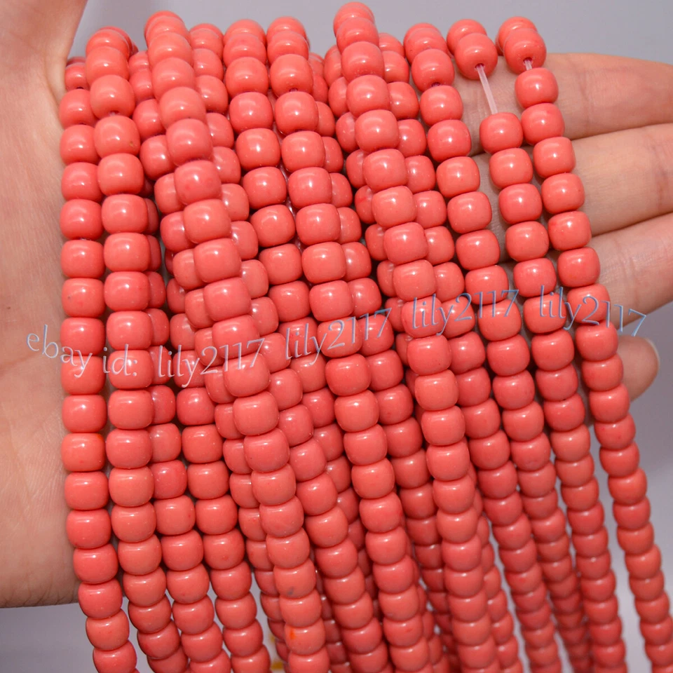 Cuentas sueltas de piedras preciosas de barril de rondelle de coral rosa natural de 8x9 mm para hacer joyas hágalo usted mismo Foto 2 de 4