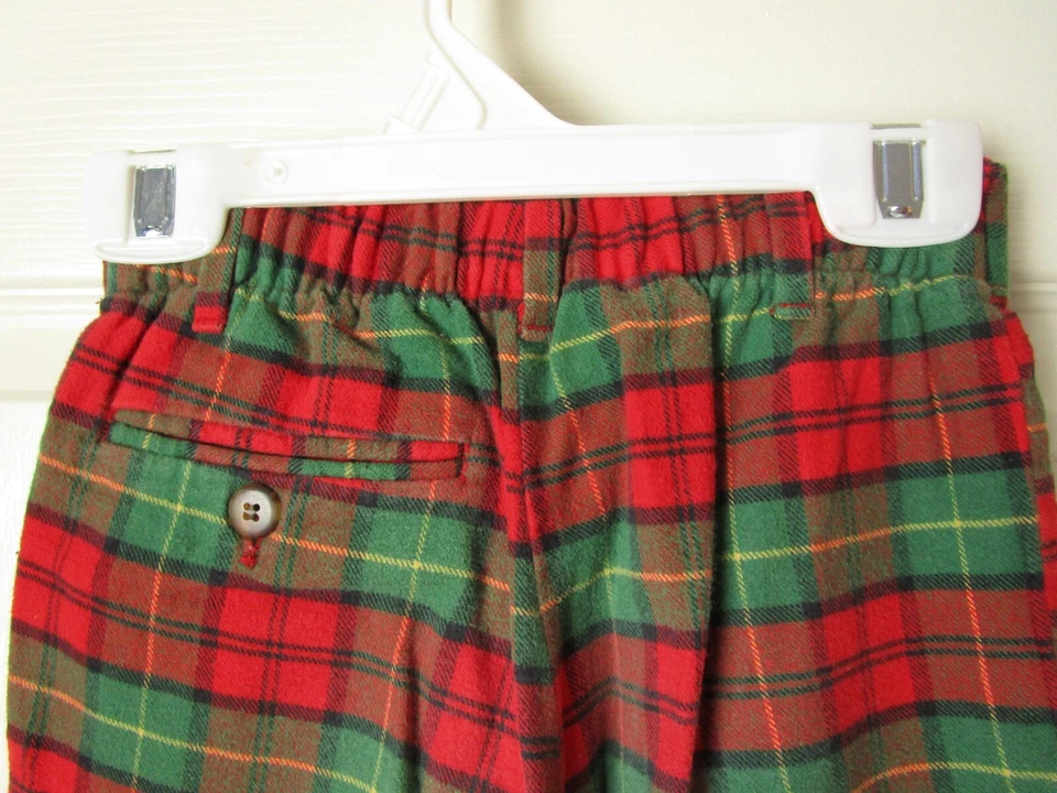复古 Kitestrings 男孩尺寸 4 红色、绿色、黑色法兰绒裤子圣诞假期 — 第 3/4 张图片