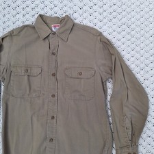 Vtg Big Mac Penneys Sanforized Vat Dyed Button Up Collared Tan Work Chore Shirt