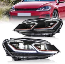 VLAND FULL LED Headlights Fit Volkswagen Golf MK7.5 2018-2021 Halogen Version