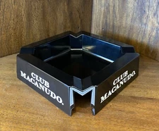 Club Macanudo Cigar Ashtray 8" Black Melamine w/ White  "M" at 4 corners