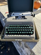Vintage 1957 Smith Corona Sterling Portable Typewriter Green Keys Locking Case thumbnail