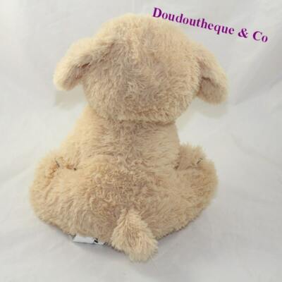 Peluche chien MAX SAX beige poils longs Carrefour 27 cm (MO4674