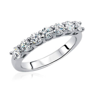 Details about   Women 3MM Rhodium Plated Silver Wedding Ring CZ Seven Stone Anniversary Band 