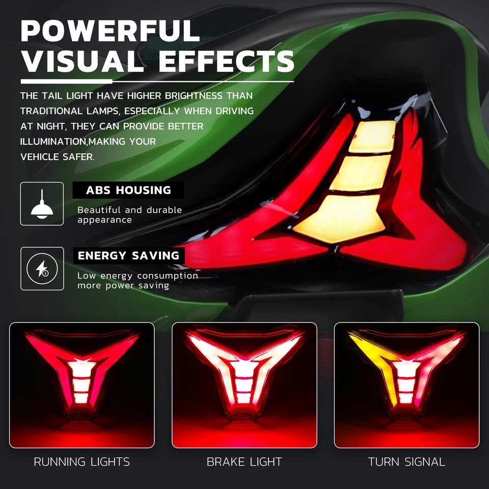 Luz trasera LED integrada señal de giro para KAWASAKI Ninja ZX-10R ZX-6R 2019-2023 Foto 4 de 4