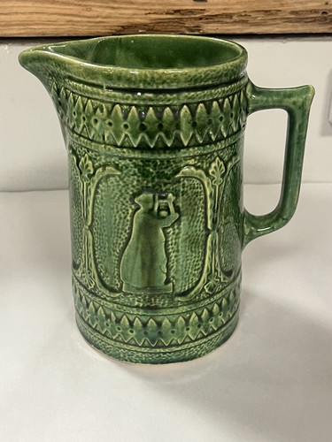 Vintage Green Roseville Robinson Stoneware Pitcher Ransbottom RRPCO (EY) - Picture 2 of 11