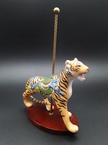 Tiger Franklin Mint 1988 Treasury of Carousel Art Porzellan Figur Holzsockel - Bild 2 von 17