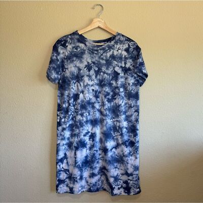 Old Navy dress womens small tshirt mini tie dye 100% cotton blue & white |  eBay